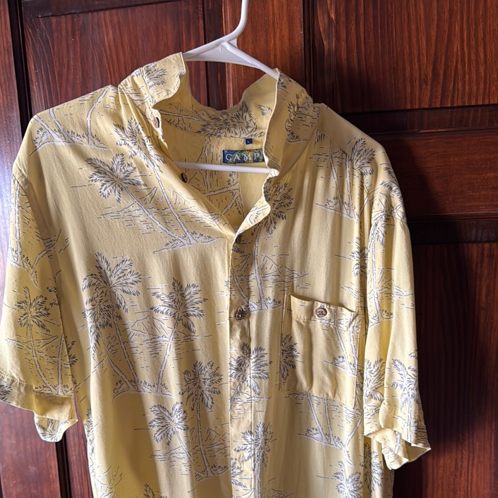 Campia Yellow Palm Print Men's Shirt